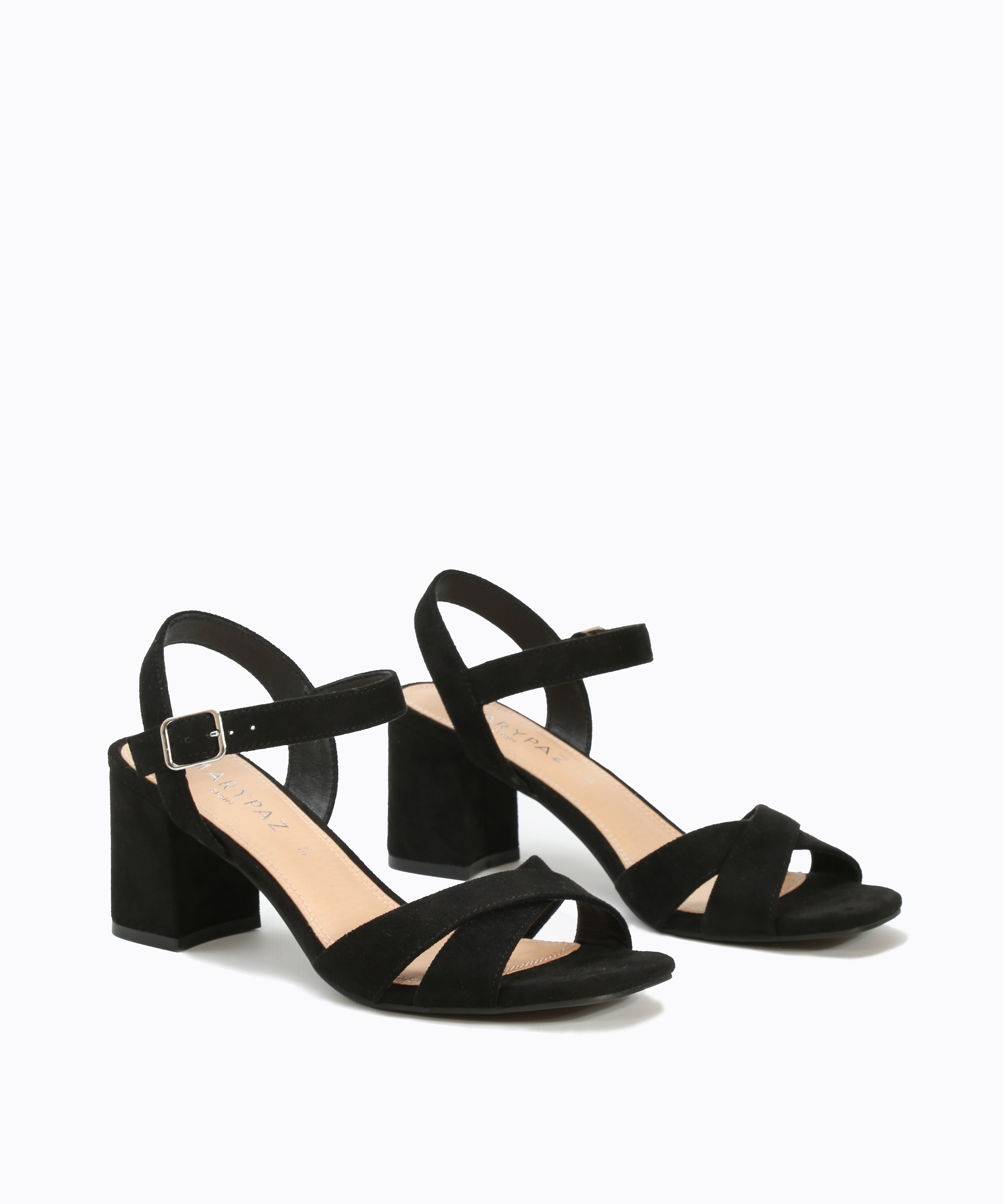 Sandalias tac&oacute;n tira cruzada